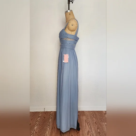 Birdy Grey Blue Mesh Elsye Bridesmaid Gown - Picture 7 of 12